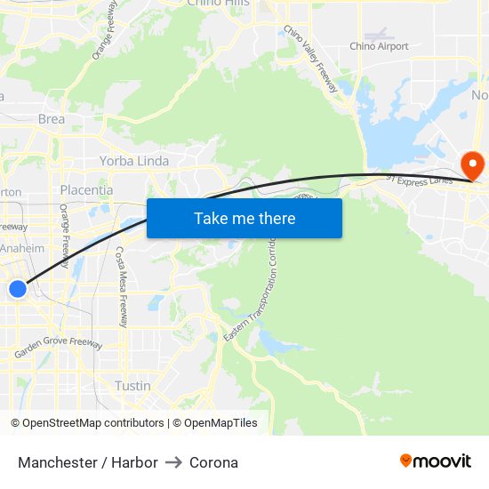 Manchester / Harbor to Corona map