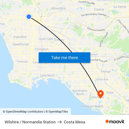Wilshire / Normandie Station to Costa Mesa map