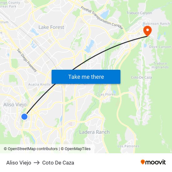 Aliso Viejo to Coto De Caza map