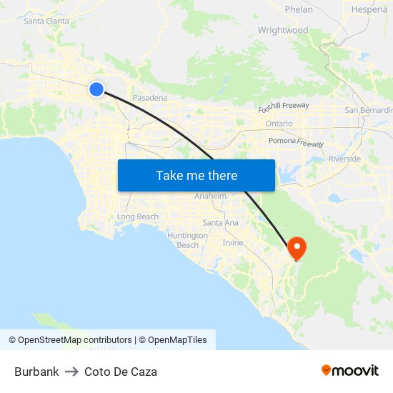 Burbank to Coto De Caza map