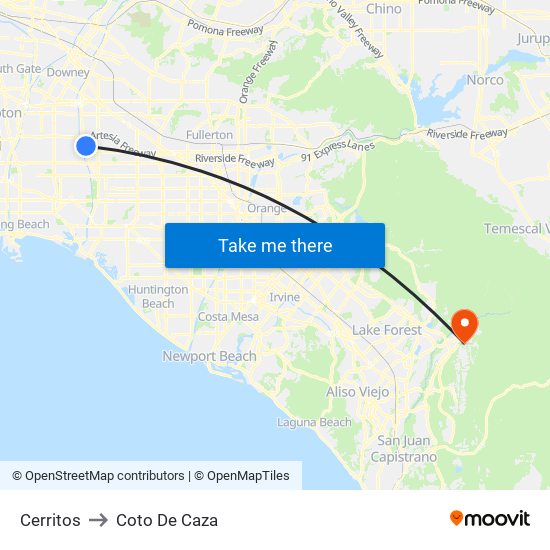 Cerritos to Coto De Caza map
