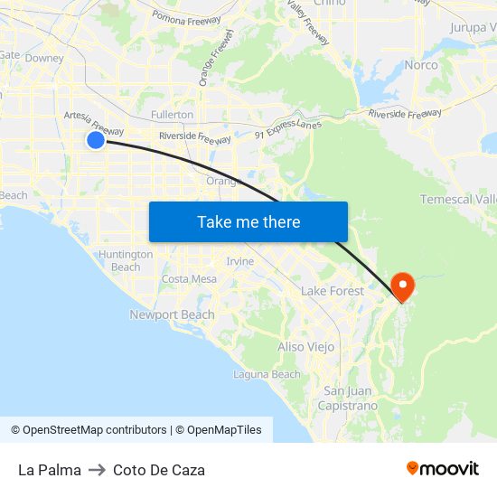La Palma to Coto De Caza map