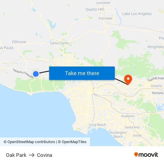 Oak Park to Covina map