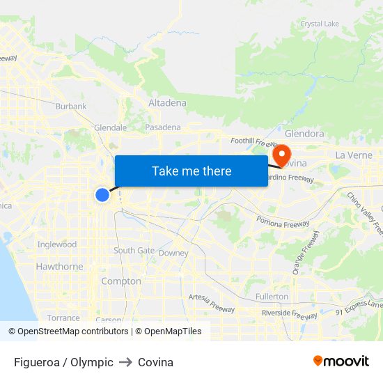 Figueroa / Olympic to Covina map