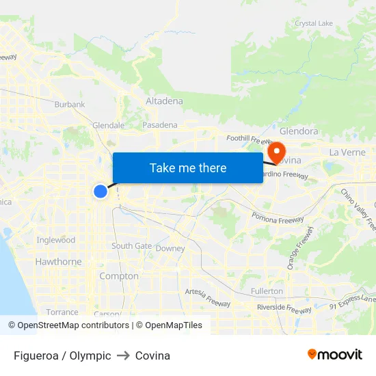 Figueroa / Olympic to Covina map