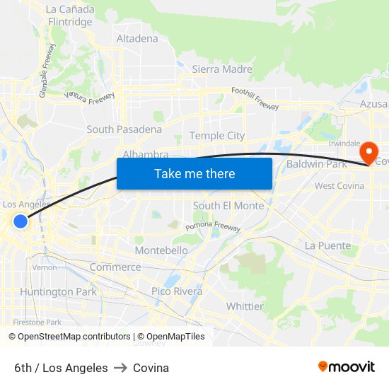 6th / Los Angeles to Covina map