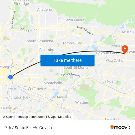 7th / Santa Fe to Covina map