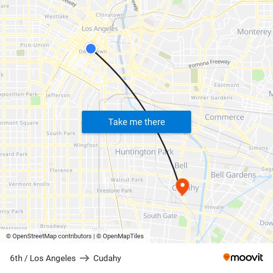 6th / Los Angeles to Cudahy map