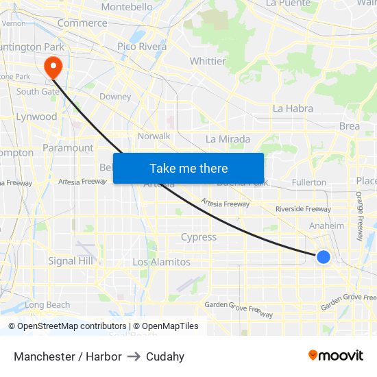 Manchester / Harbor to Cudahy map