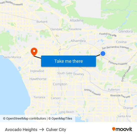 Avocado Heights to Culver City map