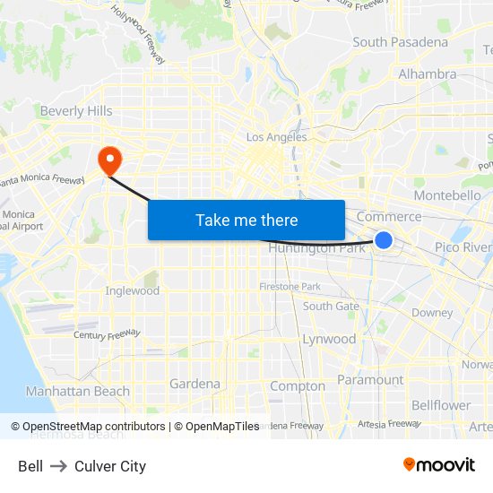 Bell to Culver City map