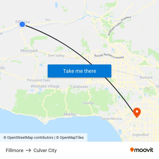 Fillmore to Culver City map
