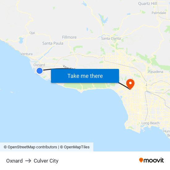 Oxnard to Culver City map