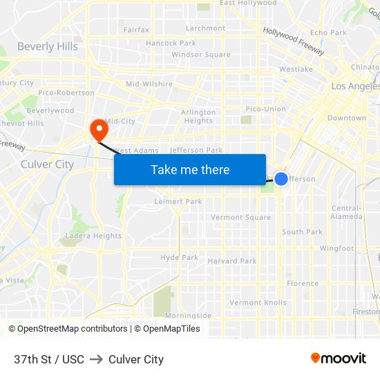 37th St / USC to Culver City map