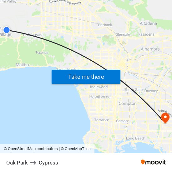 Oak Park to Cypress map