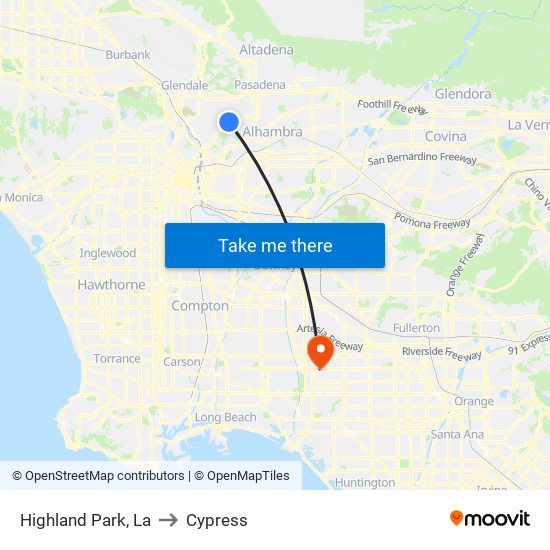 Highland Park, La to Cypress map