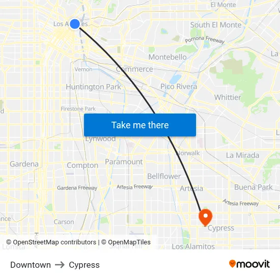 Downtown to Cypress map