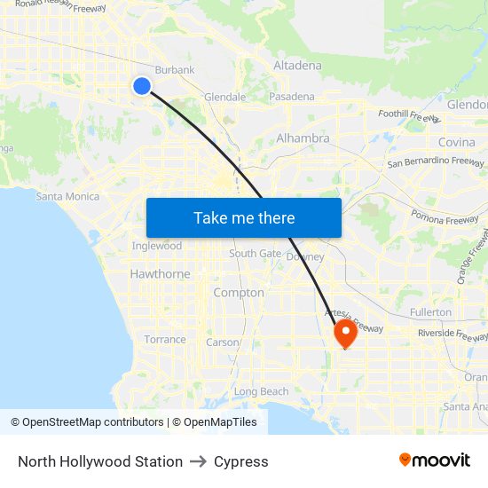 North Hollywood Station to Cypress map