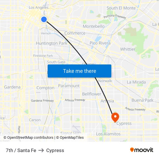 7th / Santa Fe to Cypress map