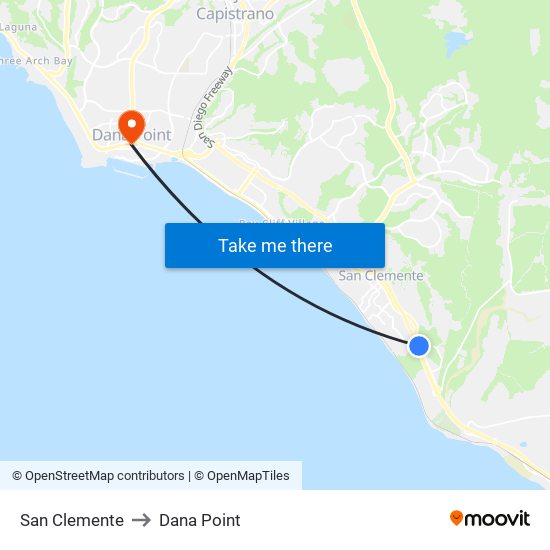 San Clemente to Dana Point map