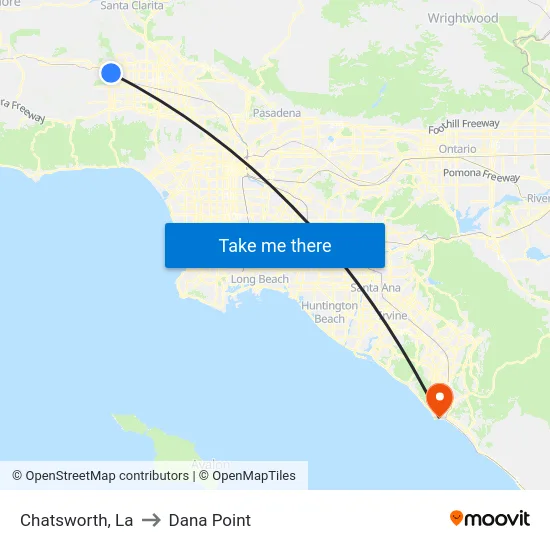 Chatsworth to Dana Point map