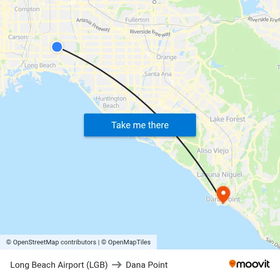 Long Beach Airport (LGB) to Dana Point map