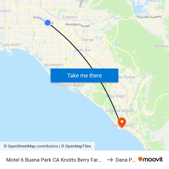 Motel 6 Buena Park CA Knotts Berry Farm Disneyland to Dana Point map
