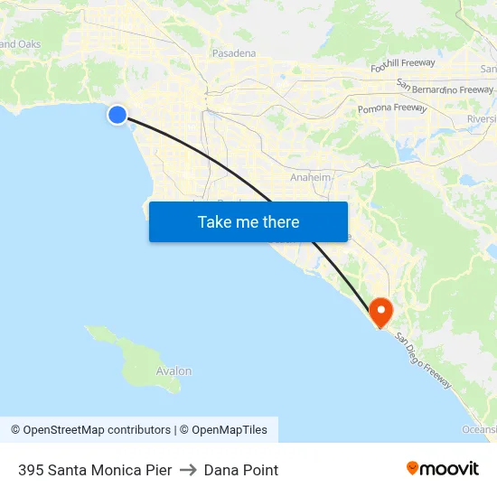 395 Santa Monica Pier to Dana Point map