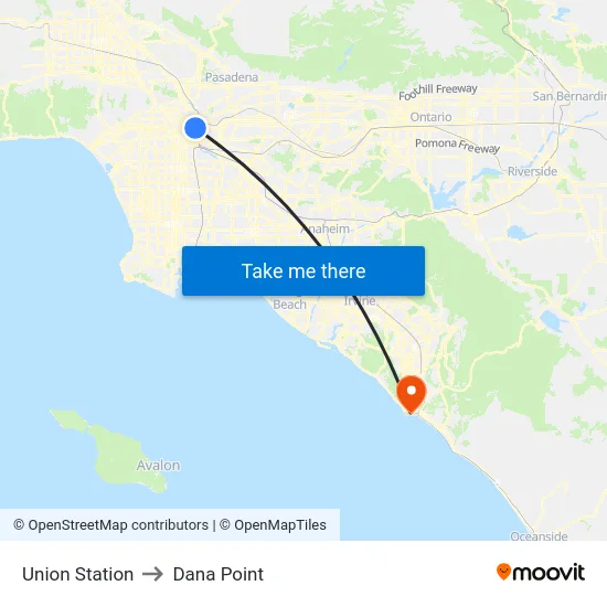 Union Station to Dana Point map