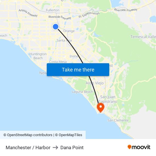 Manchester / Harbor to Dana Point map