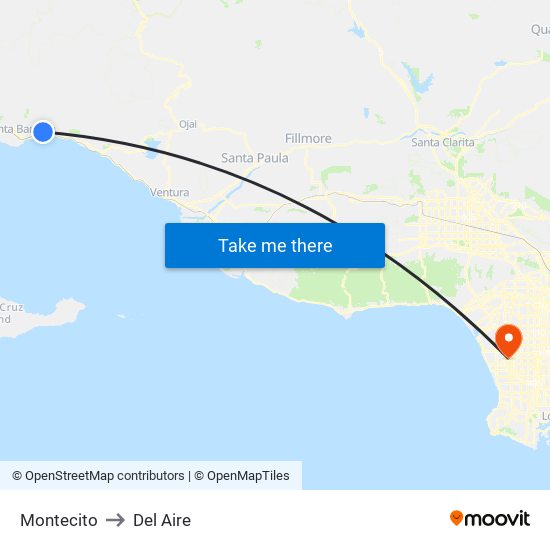 Montecito to Del Aire map