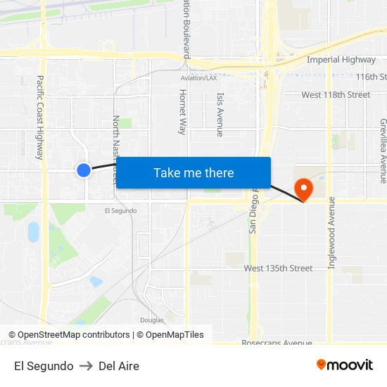 El Segundo to Del Aire map