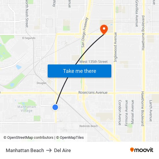 Manhattan Beach to Del Aire map