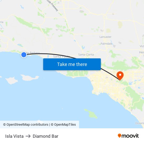 Isla Vista to Diamond Bar map