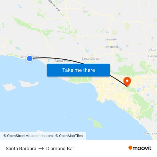 Santa Barbara to Diamond Bar map