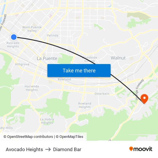 Avocado Heights to Diamond Bar map