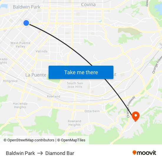 Baldwin Park to Diamond Bar map