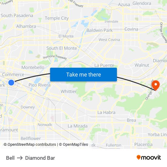 Bell to Diamond Bar map