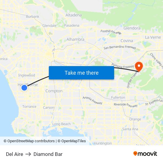 Del Aire to Diamond Bar map