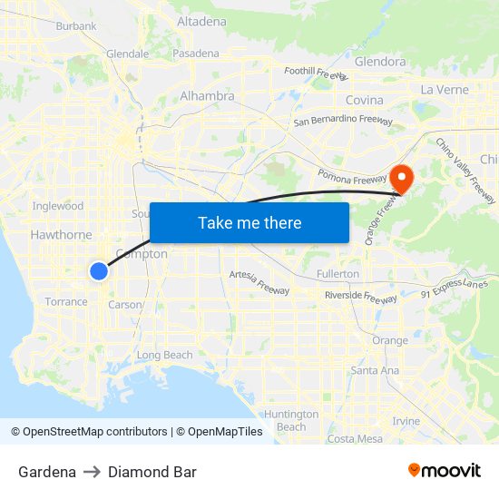 Gardena to Diamond Bar map