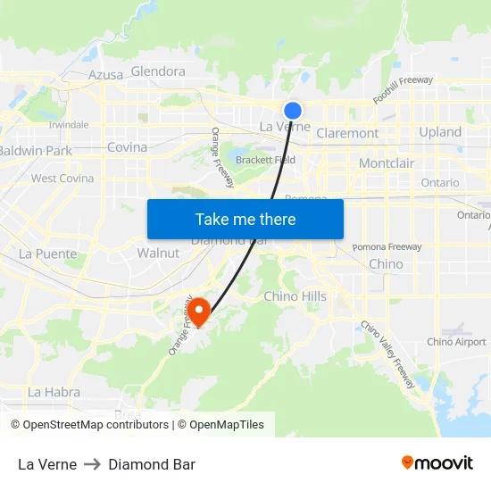 La Verne to Diamond Bar map