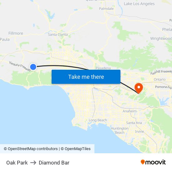 Oak Park to Diamond Bar map