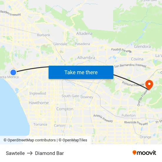 Sawtelle to Diamond Bar map