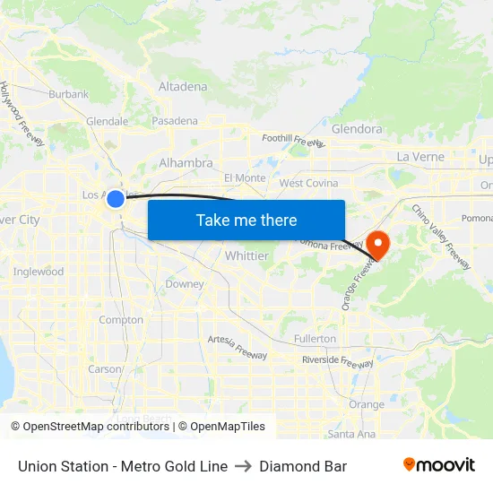 Union Station - Metro Gold Line to Diamond Bar map