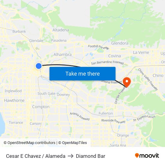 Cesar E Chavez / Alameda to Diamond Bar map