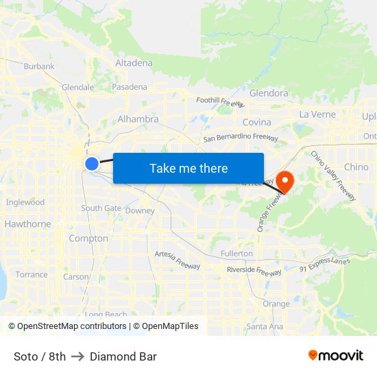 Soto / 8th to Diamond Bar map