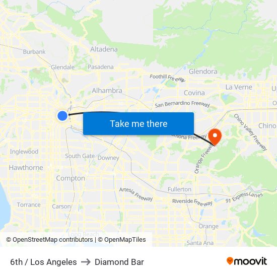 6th / Los Angeles to Diamond Bar map