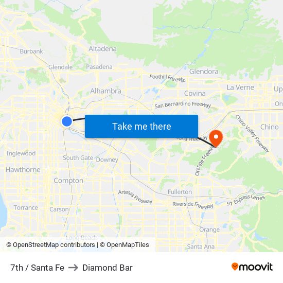 7th / Santa Fe to Diamond Bar map