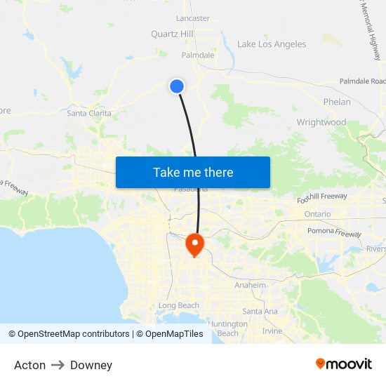 Acton to Downey map