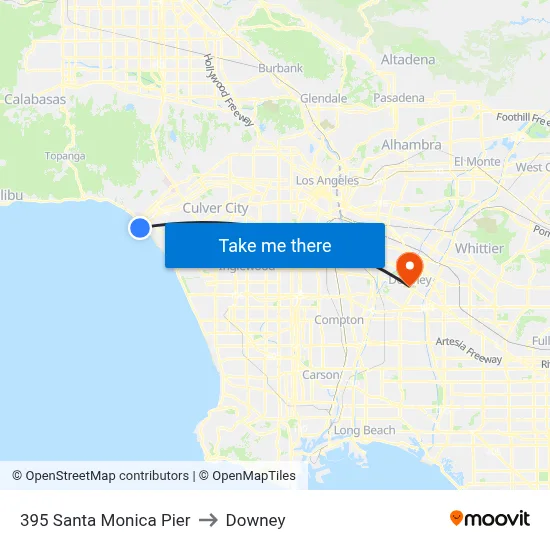 395 Santa Monica Pier to Downey map